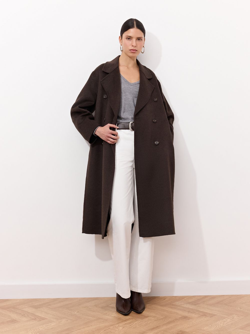 מעיל אוברסייז במראה צמר