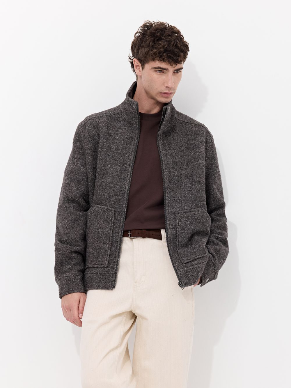 מעיל רוכסן עם צווארון גולף