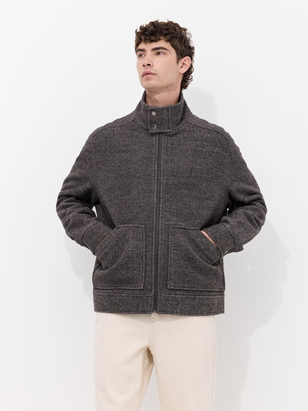 מעיל רוכסן עם צווארון גולף