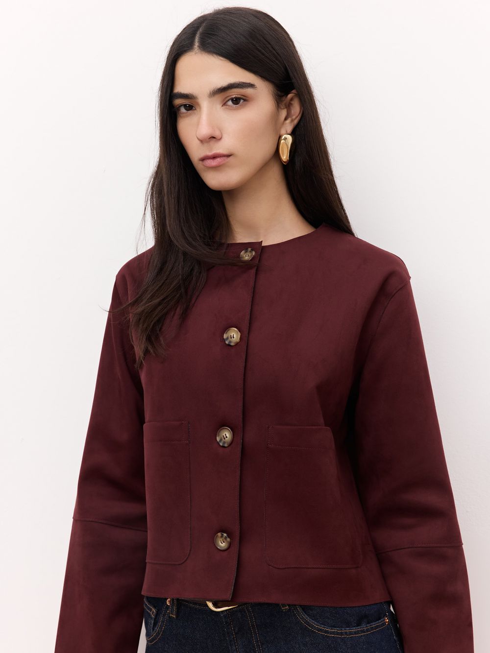 ג׳קט קצר במראה זמש