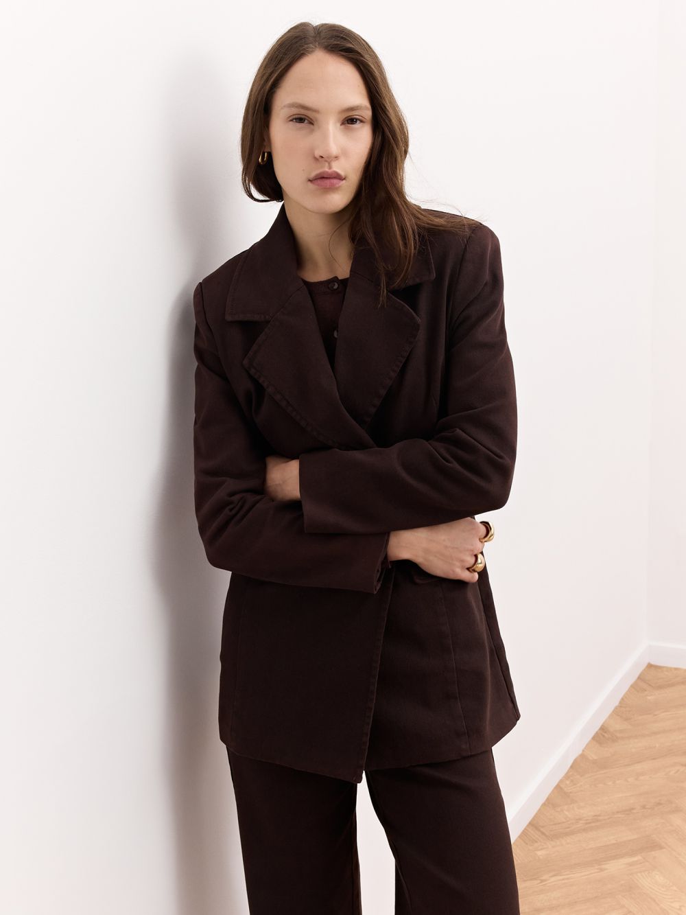 בלייזר ג׳ינס ארוך עם כפתורים