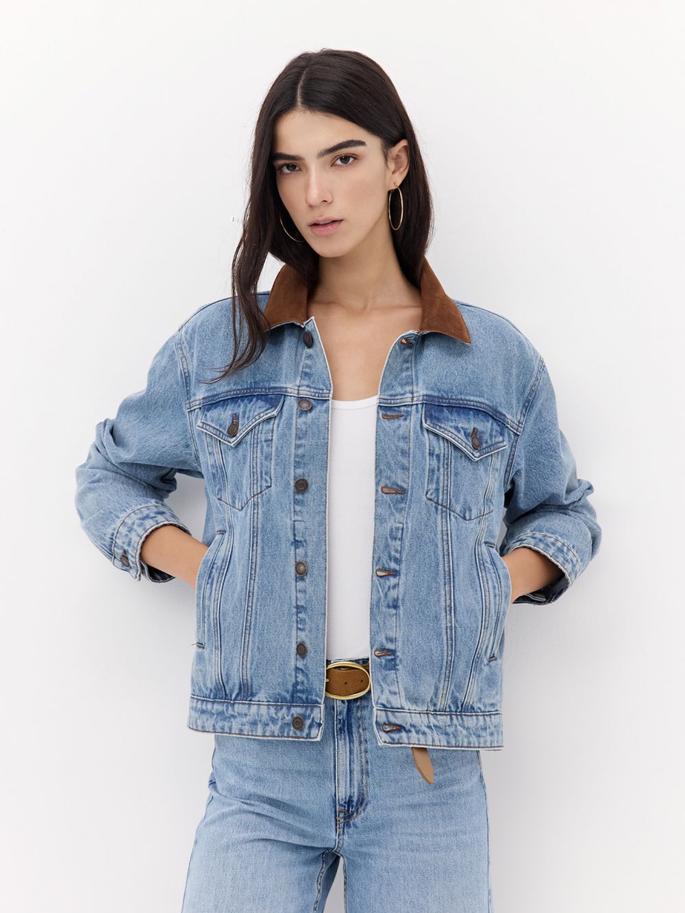 ז׳קט ג׳ינס צווארון קורדרוי