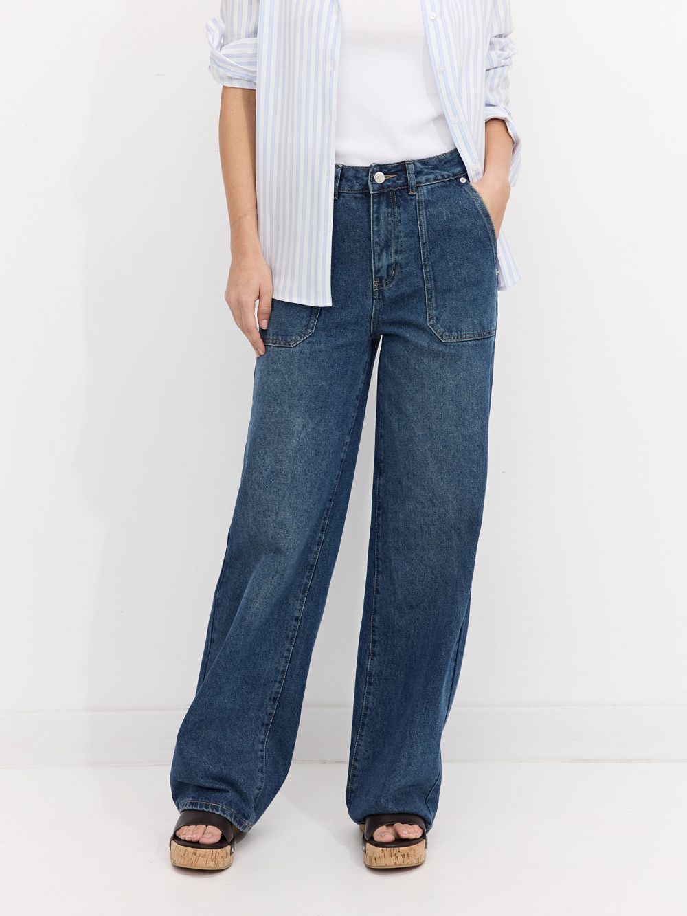 ג׳ינס בגזרה גבוהה WIDE-LEG