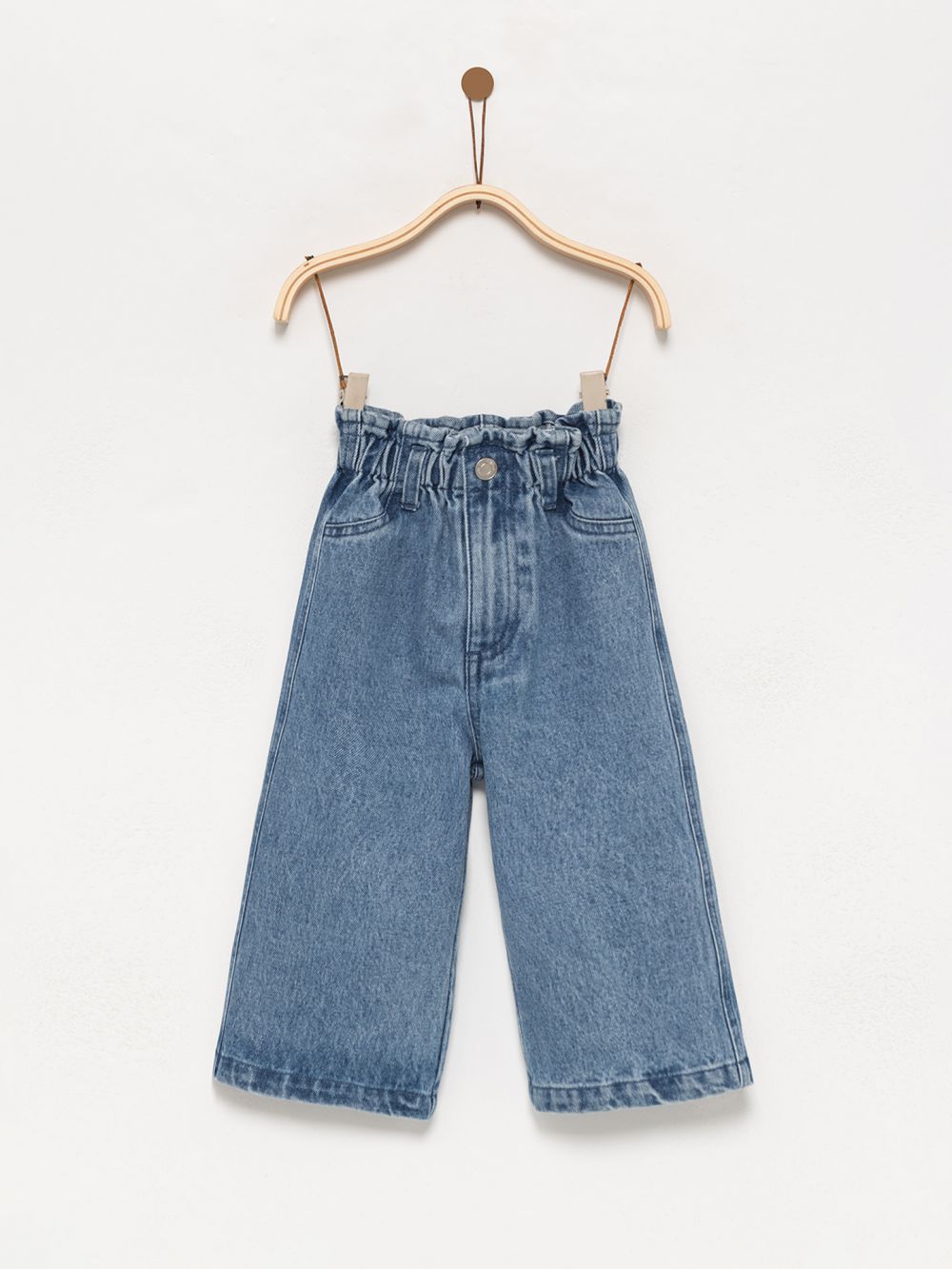 ג׳ינס WIDE-LEG עם מותן מכווצת