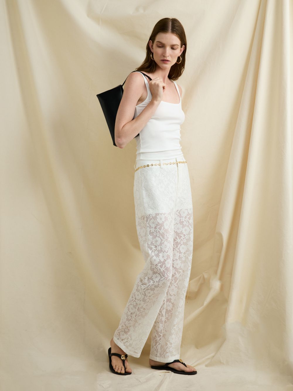 מכנסי תחרה MID WAIST-STRAIGHT