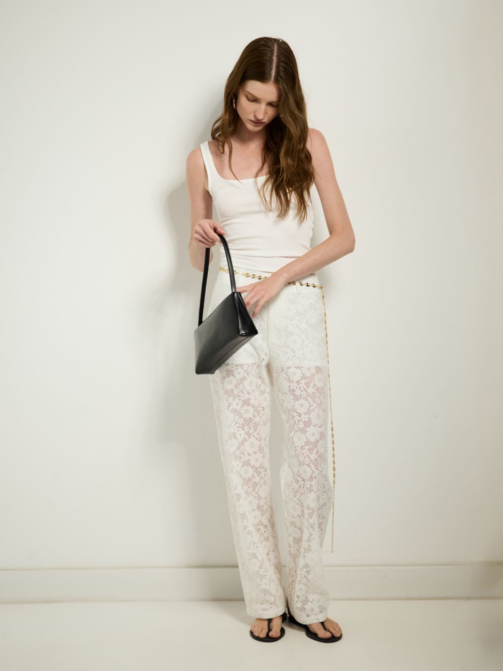 מכנסי תחרה MID WAIST-STRAIGHT