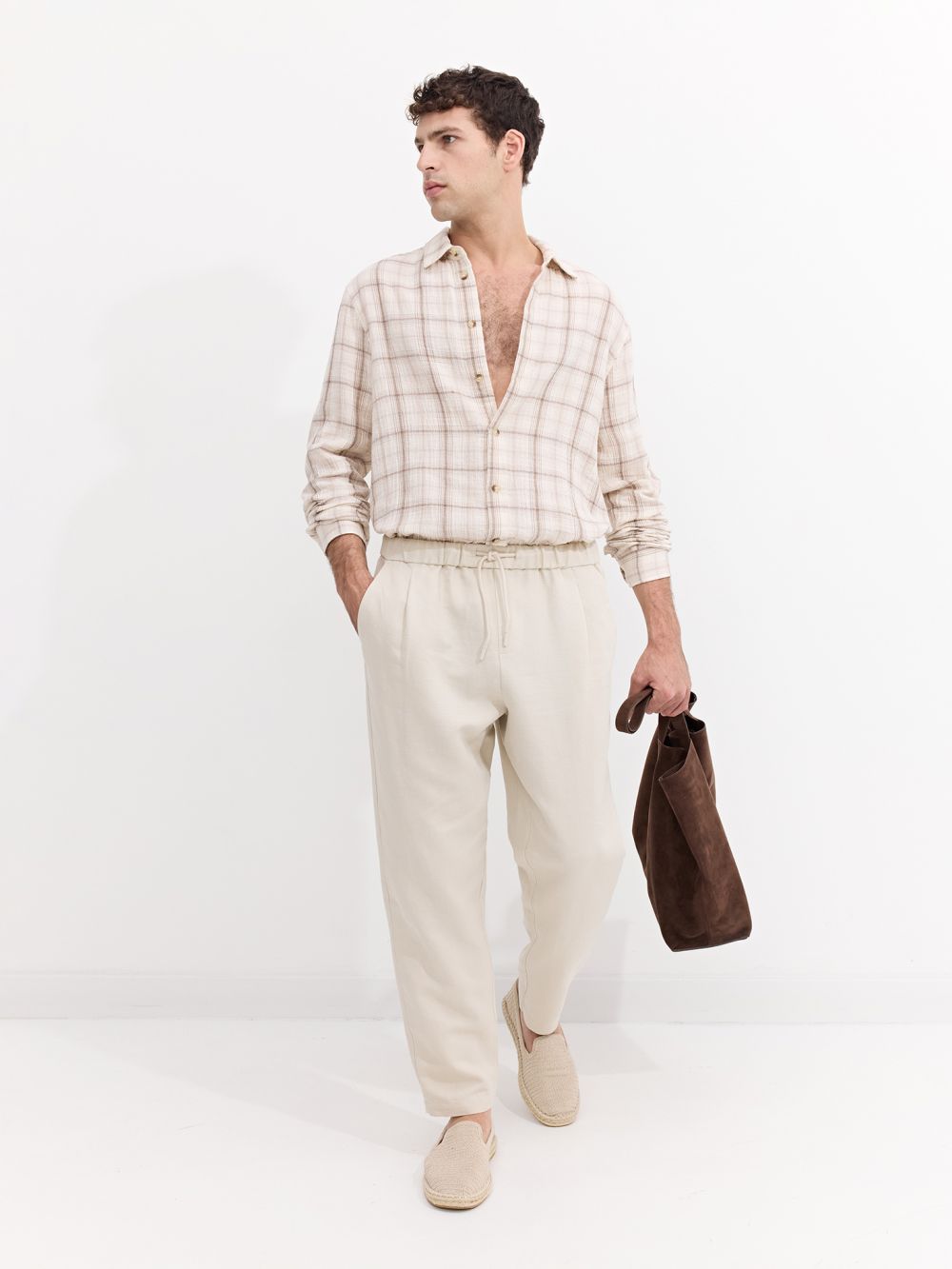 מכנסיים אורכים עם גומי