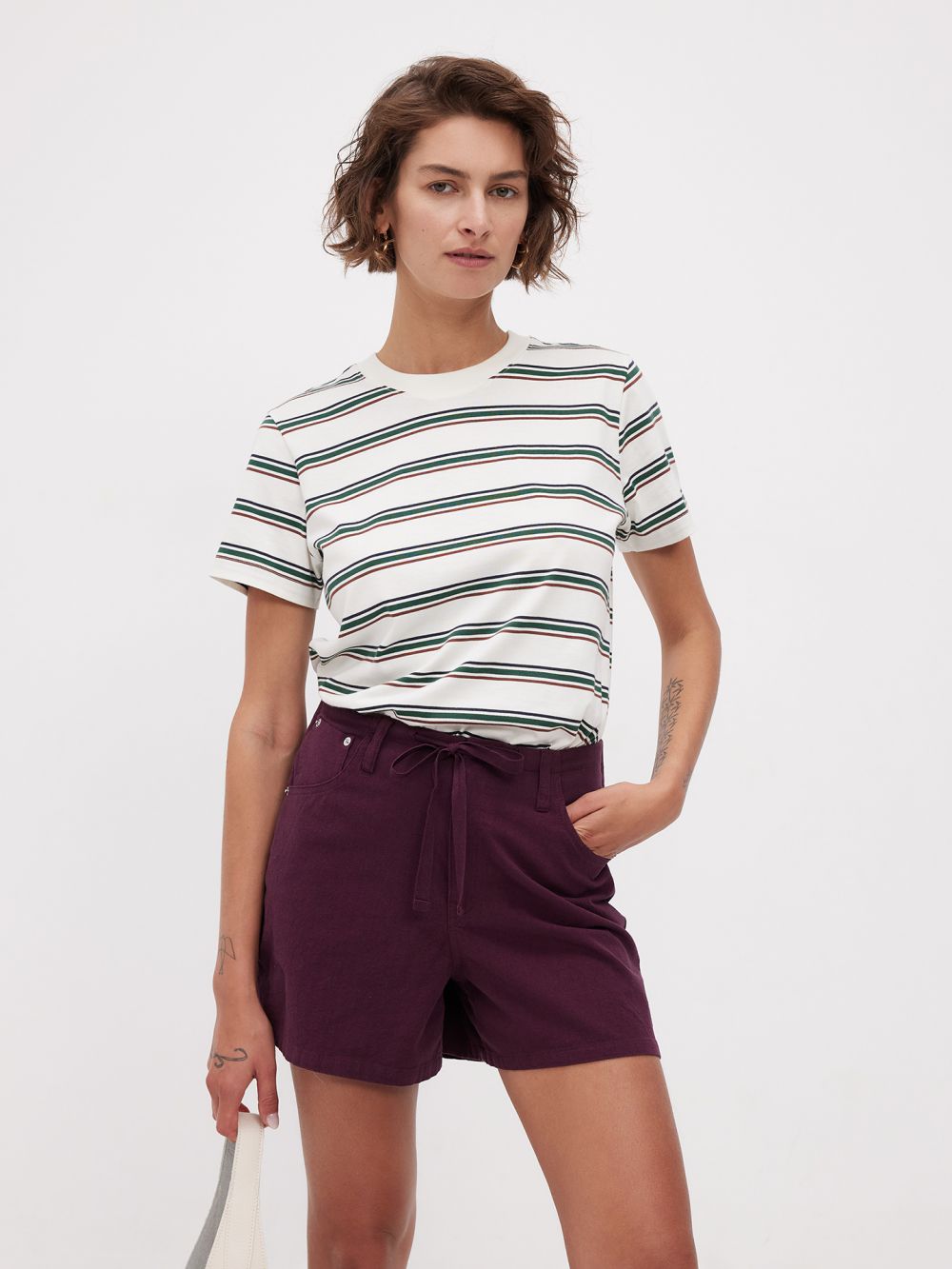 מכנסיים קצרים בסגנון ג׳ינס עם שרוך