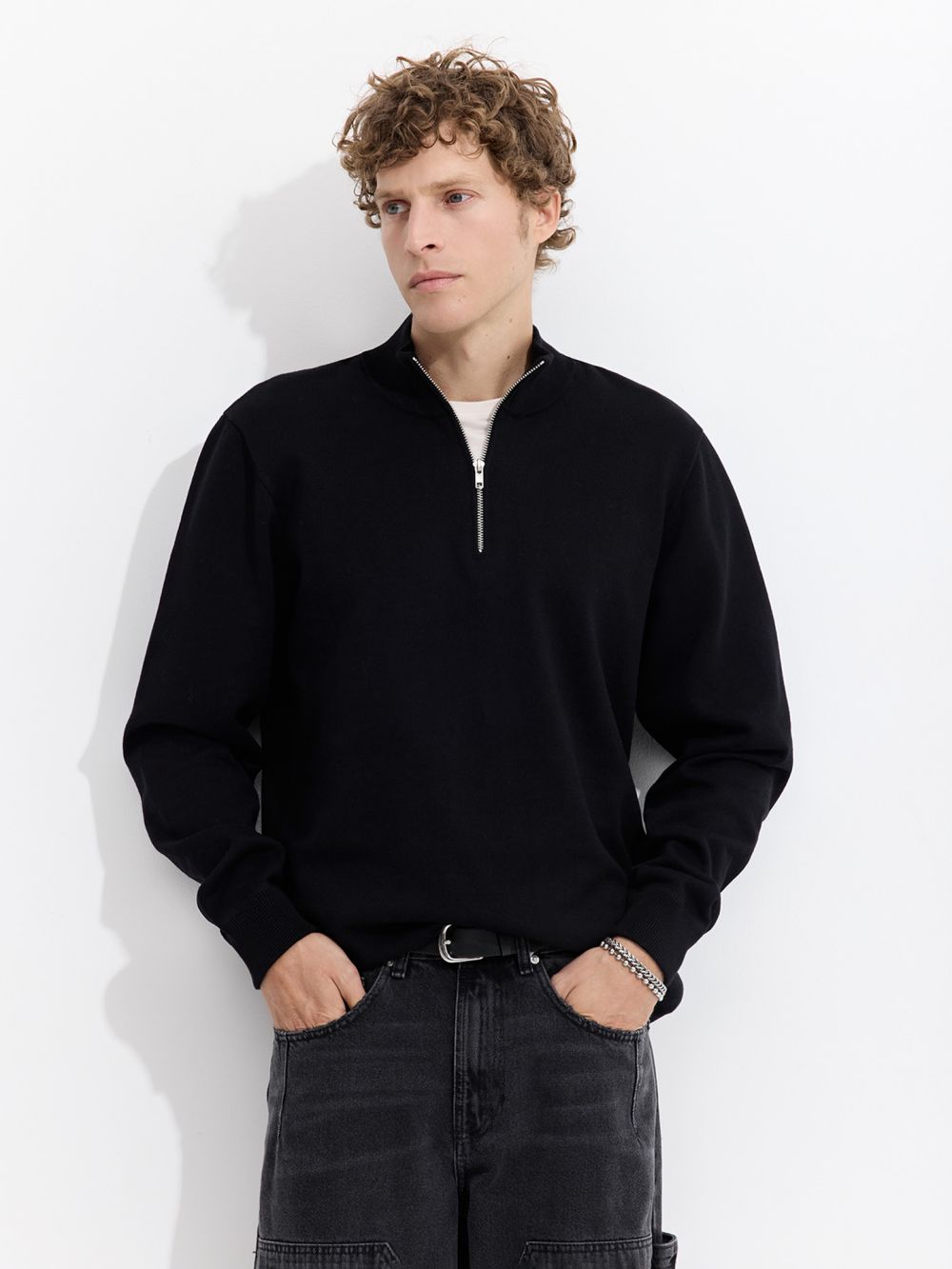 חולצת סריג חצי רוכסן