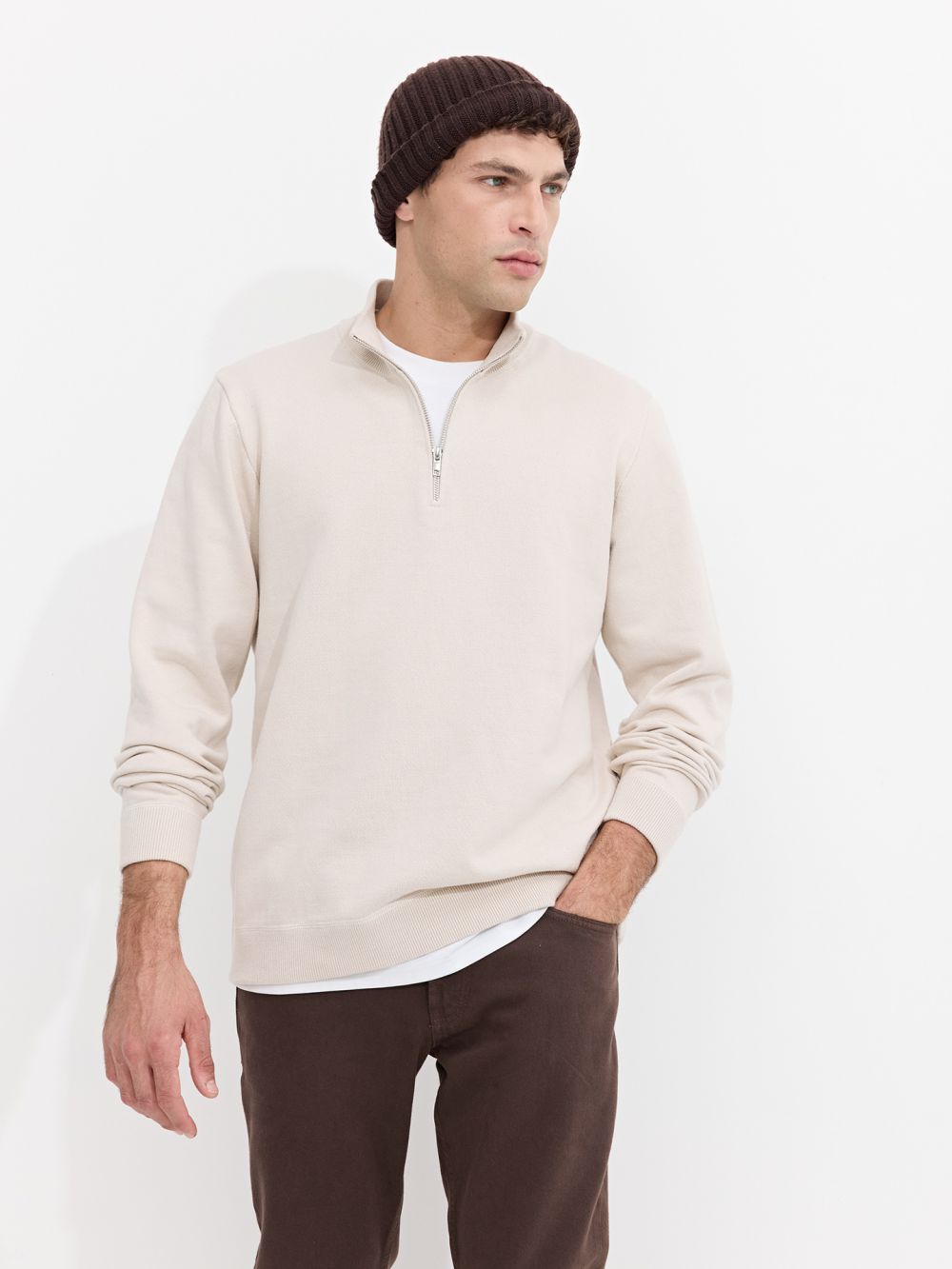 חולצת סריג חצי רוכסן