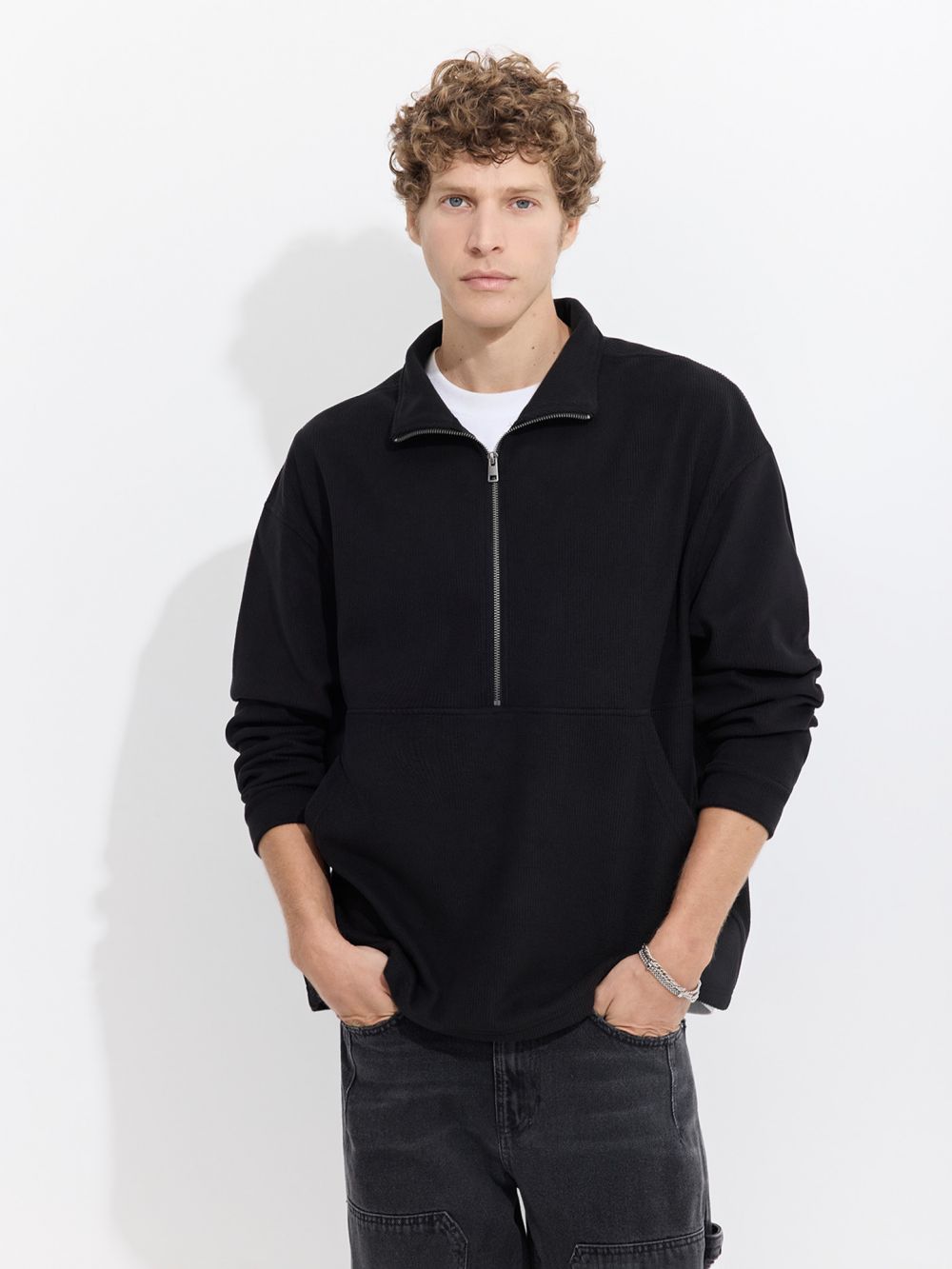 סווטשירט פולו עם רוכסן