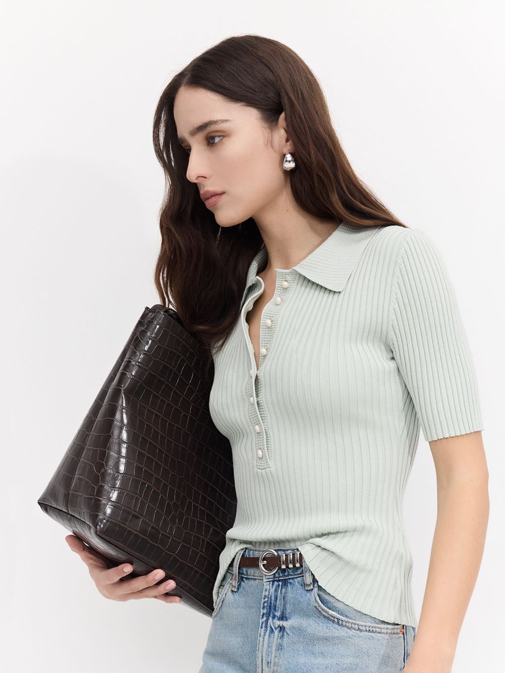 חולצת סריג שרוול קצר