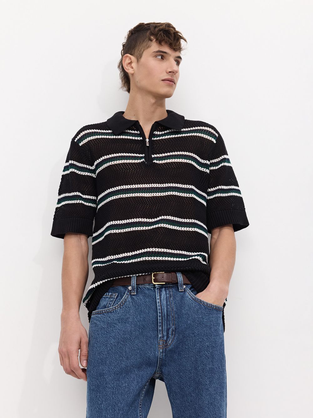 פולו סרוגה עם פסים