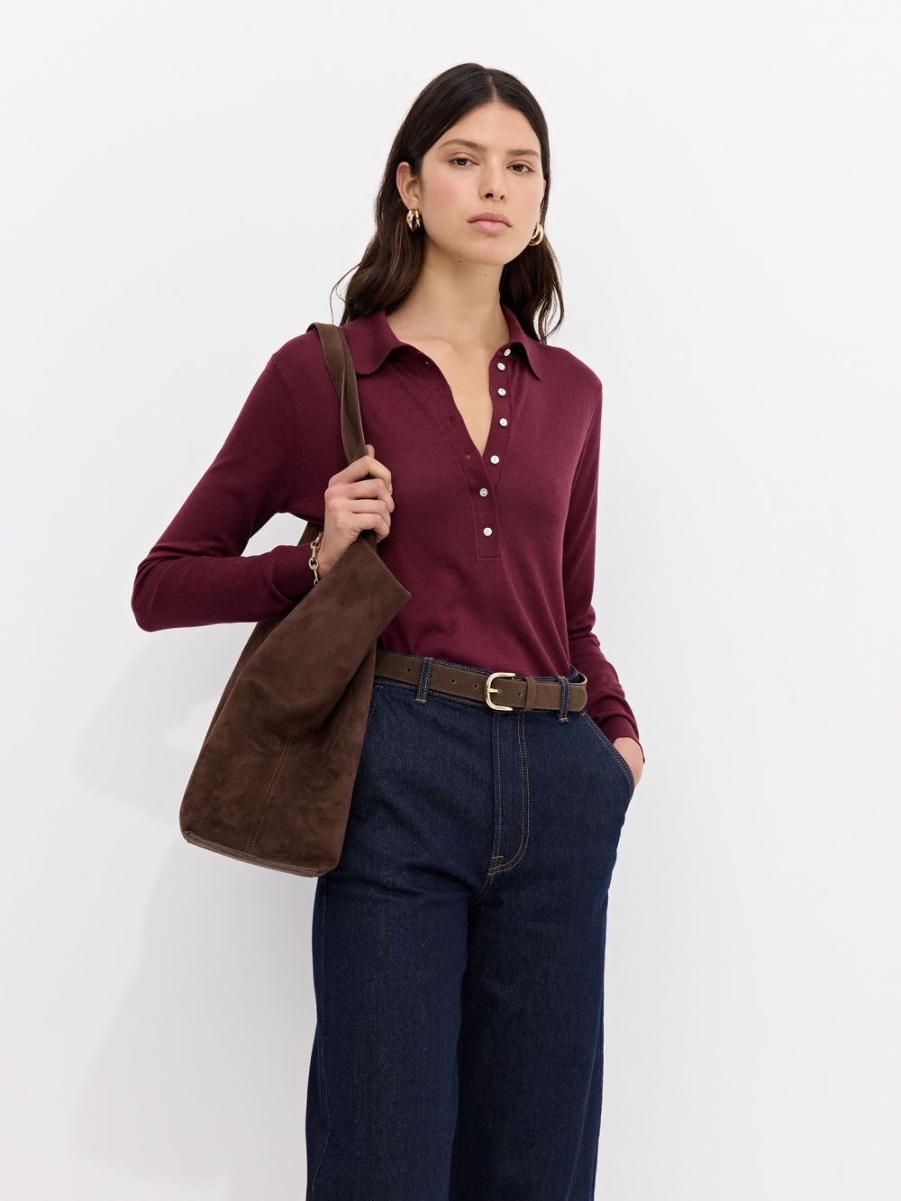 חולצת פולו סריג ארוכה