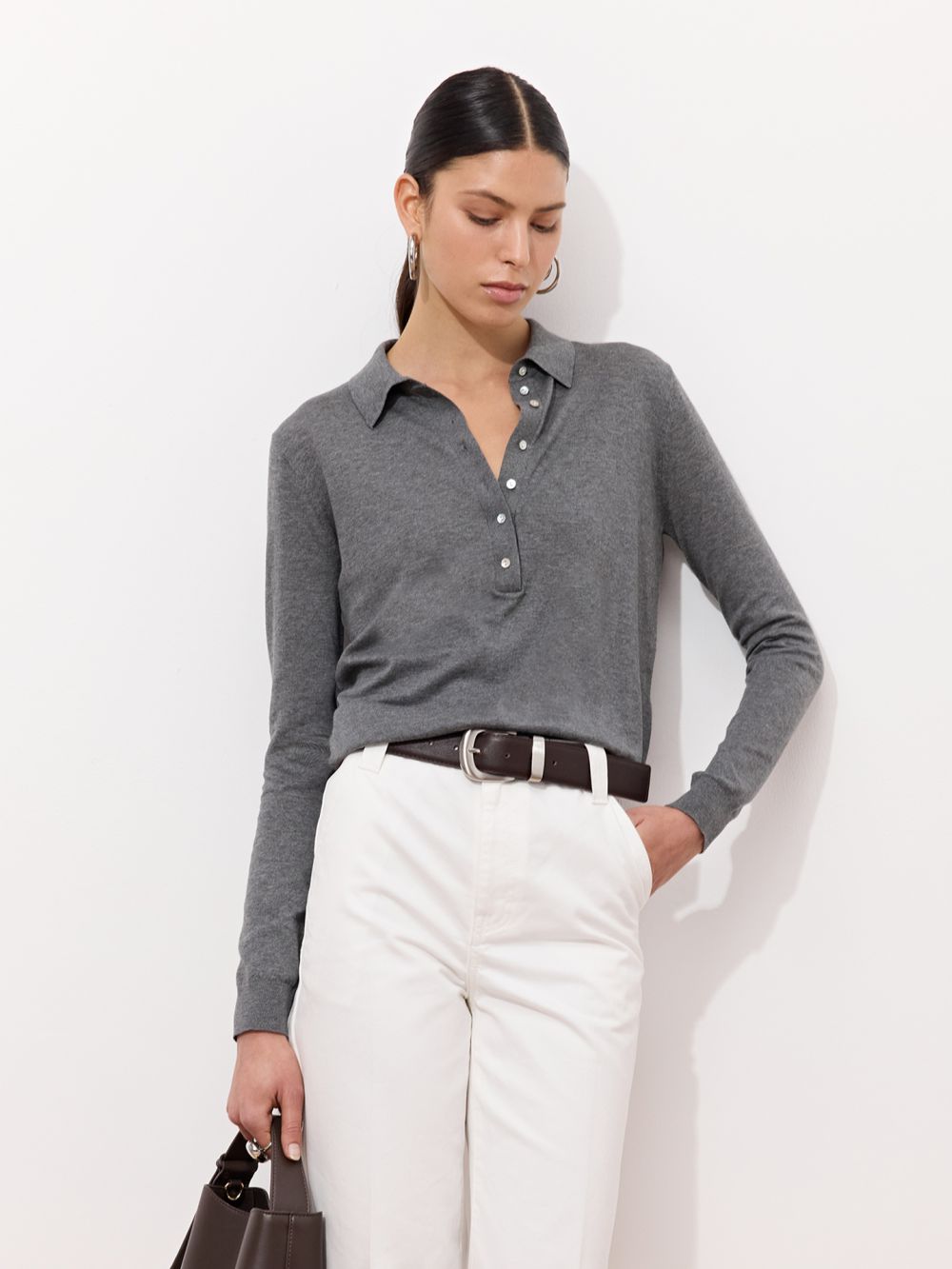 חולצת פולו סריג ארוכה