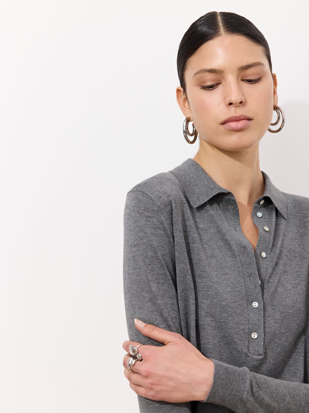 חולצת פולו סריג ארוכה