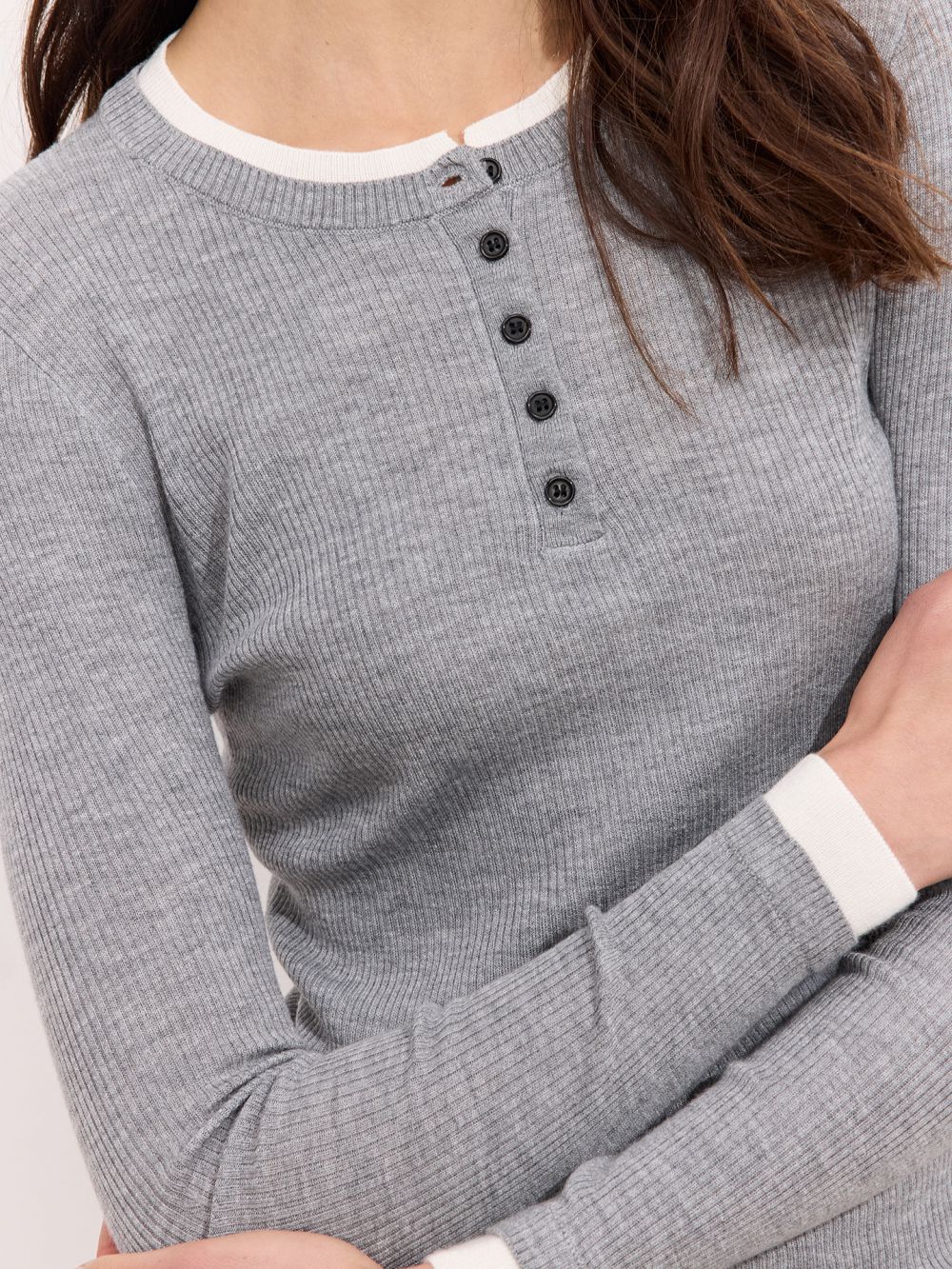 חולצה ארוכה סרוגה באפקט כפול