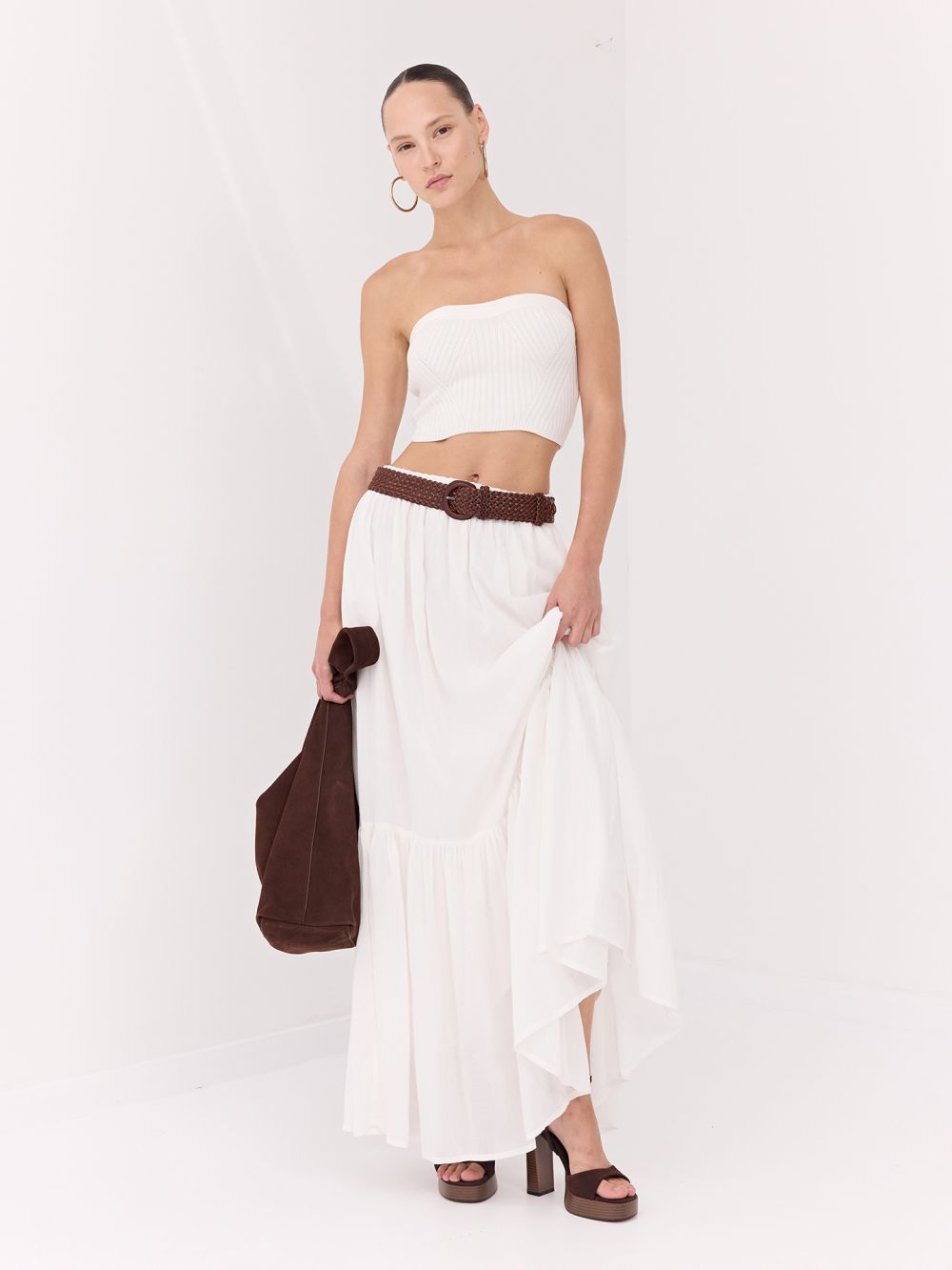 חצאית מקסי במראה מקומט