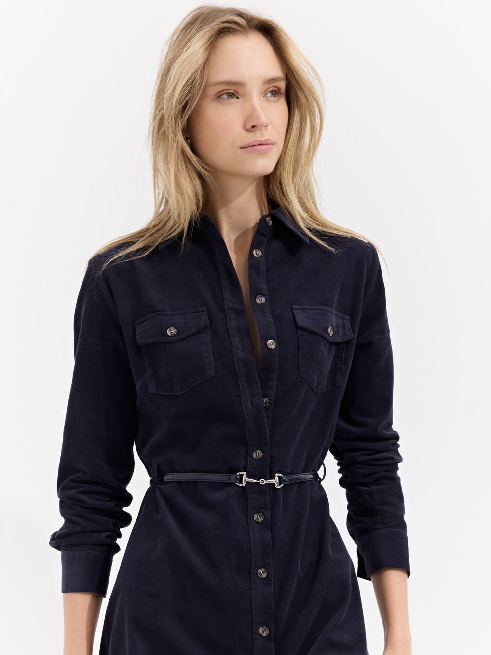 שמלת קורדרוי מיני עם חגורה