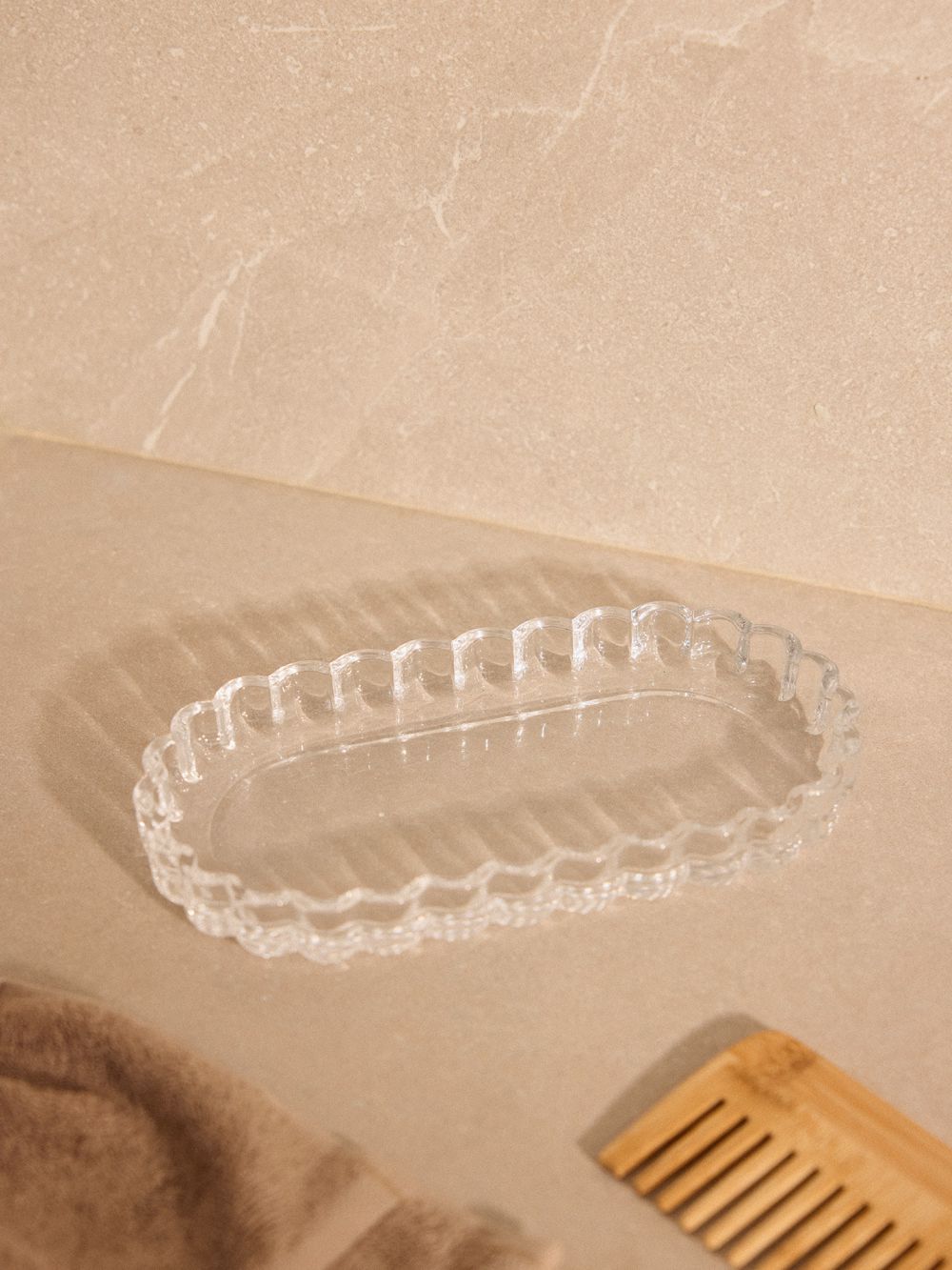 מגש אמבטיה זכוכית גל