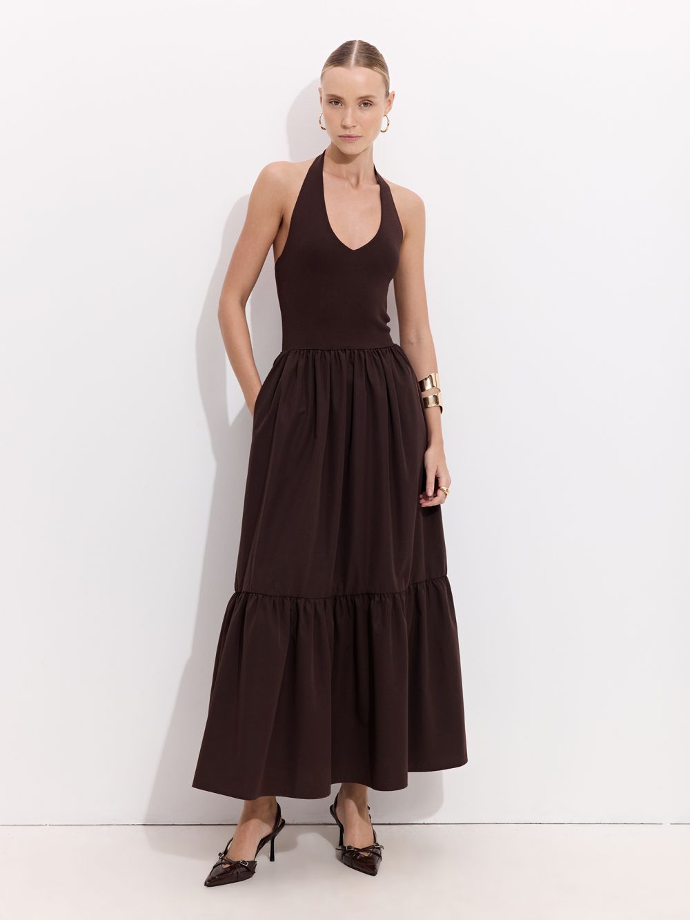 שמלת MIDI עם צווארון קולר