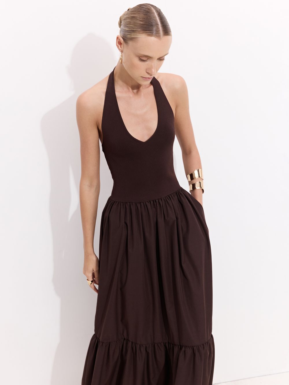 שמלת MIDI עם צווארון קולר