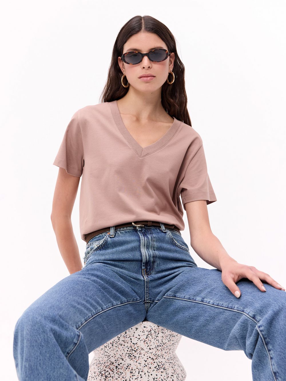 טי שירט פימה בוקסית מחשוף וי