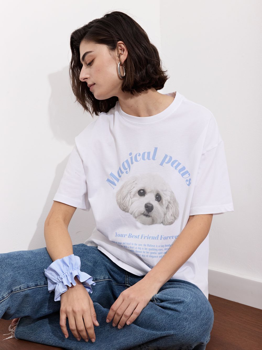 טי שירט הדפס כלב