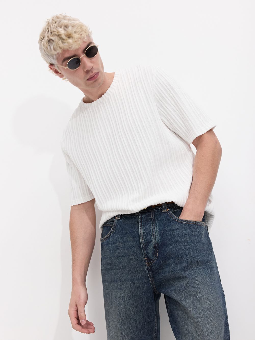 טי שירט בגזרת פסים Relaxed fit