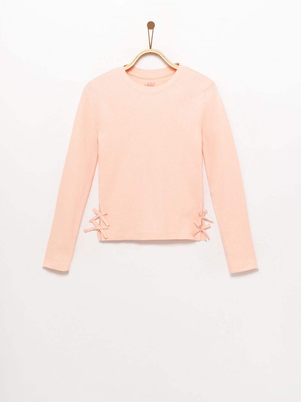 טי שרט שרוול ארוך עם פפיונים בצד