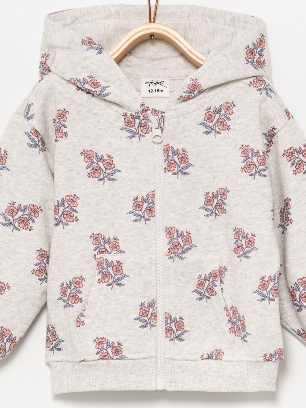 סווטשירט מודפס עם רוכסן