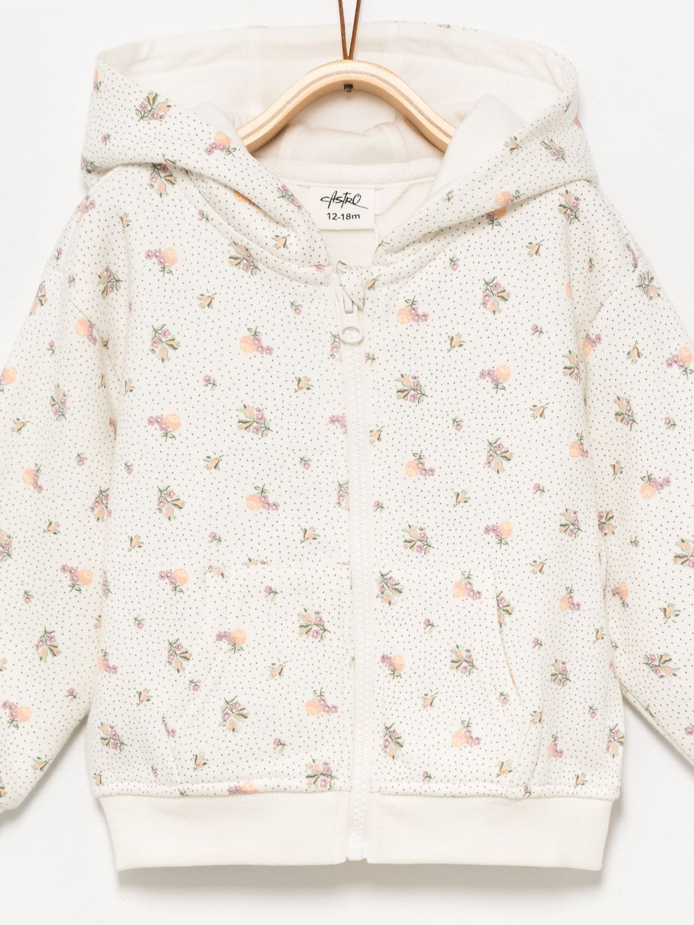 סווטשירט מודפס עם רוכסן