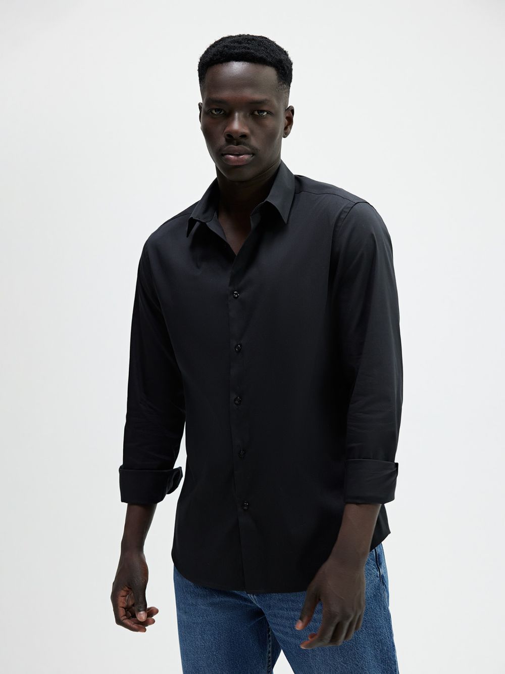 חולצת אריג מכופתרת Super Slim