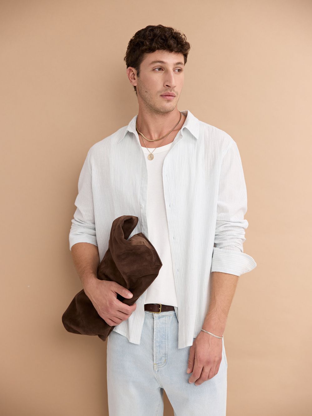 חולצה מכופתרת בטקסטורת פסים