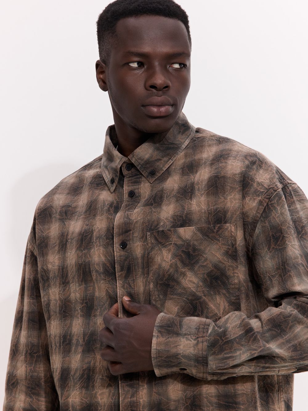 מכופתרת משבצות ארוכה