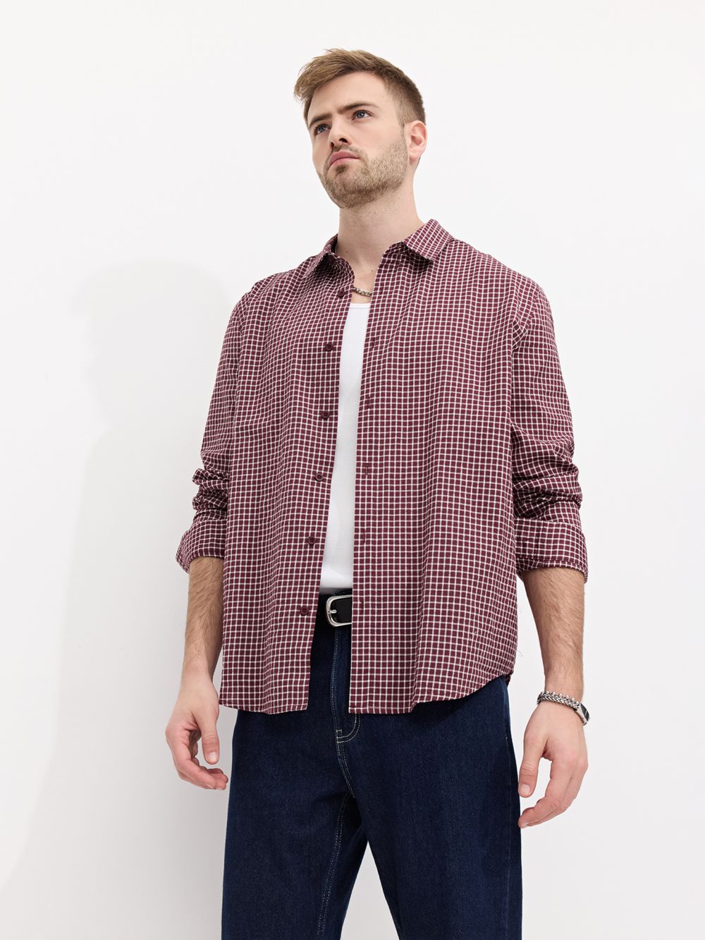 חולצה מכופתרת משובצת