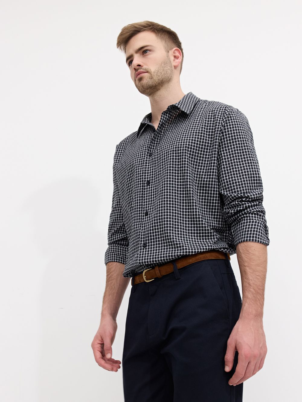 חולצה מכופתרת משובצת