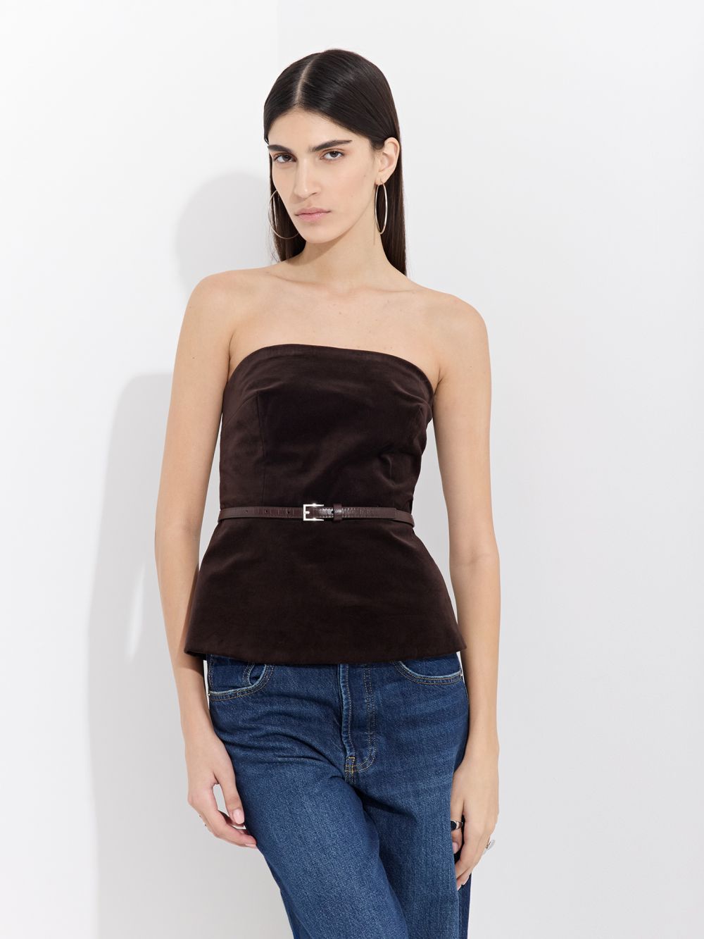 מחוך סטרפלס קטיפה