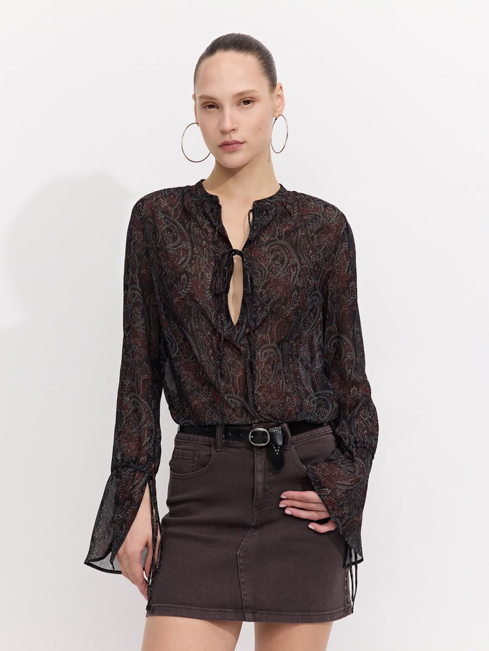 חולצת שיפון ארוכה