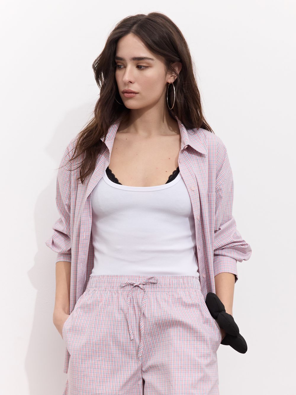 חולצת פופלין אוברסייז משבצות