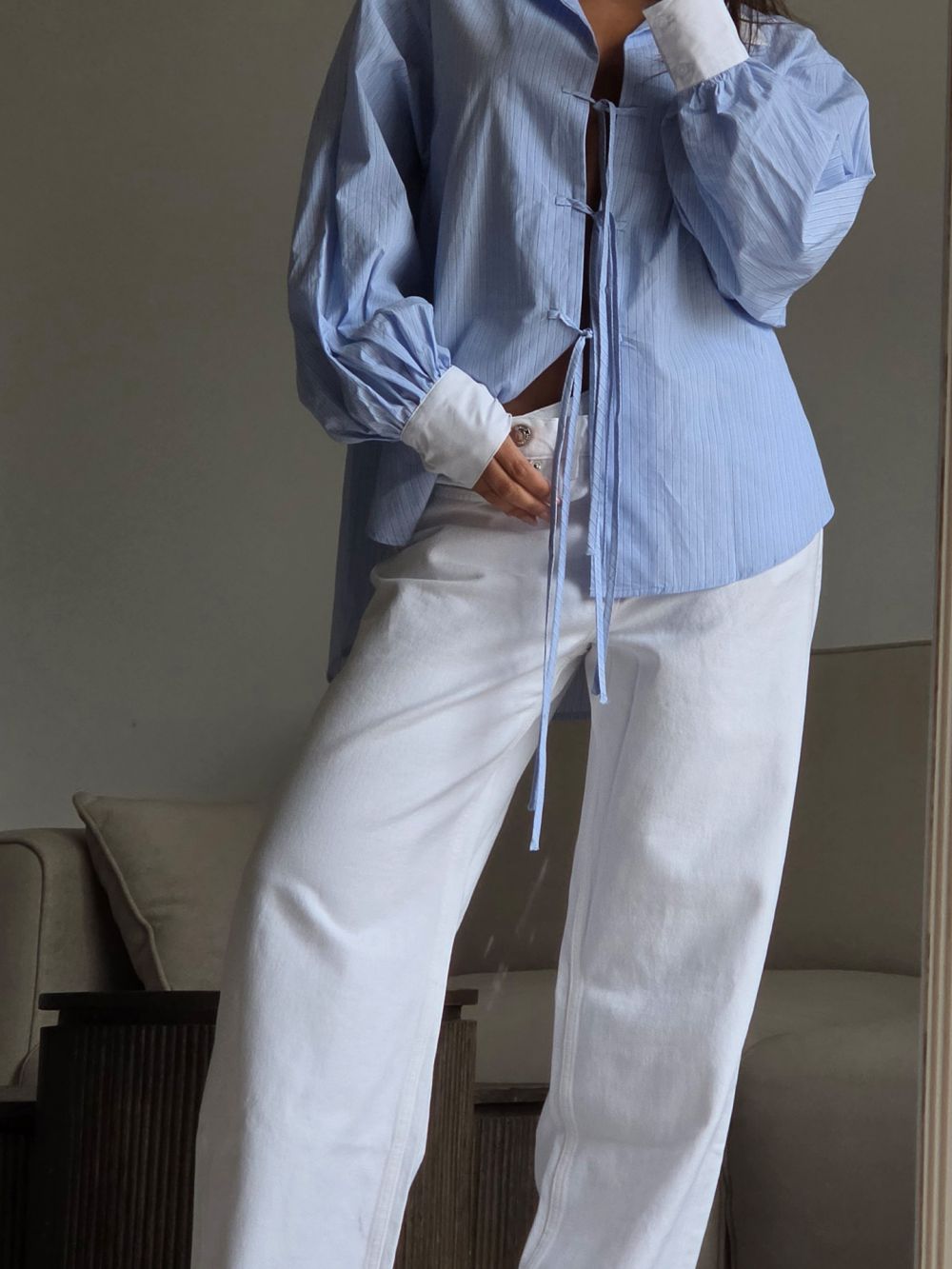 חולצת פופלין אוברסייז קשירות