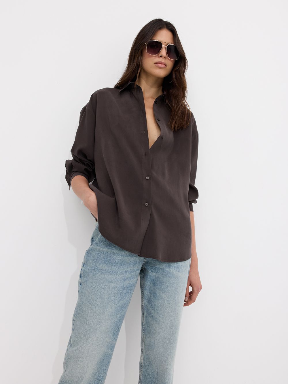 חולצה מכופתרת אוברסייז