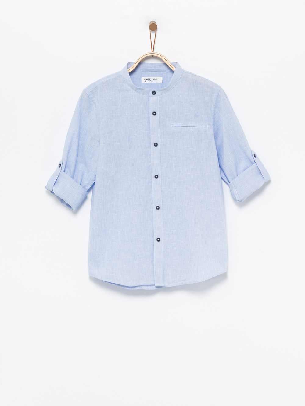 חולצה מכופתרת עם צווארון סיני