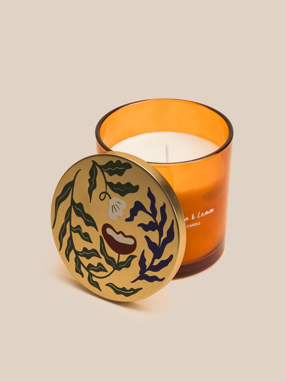 נר רחני בכוס עם מכסה מצויר 10CM