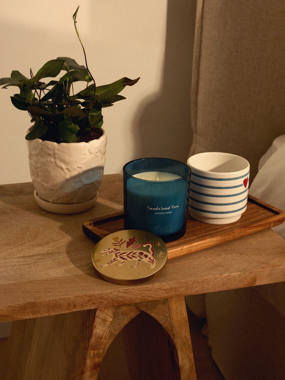 נר רחני בכוס עם מכסה מצויר 10CM