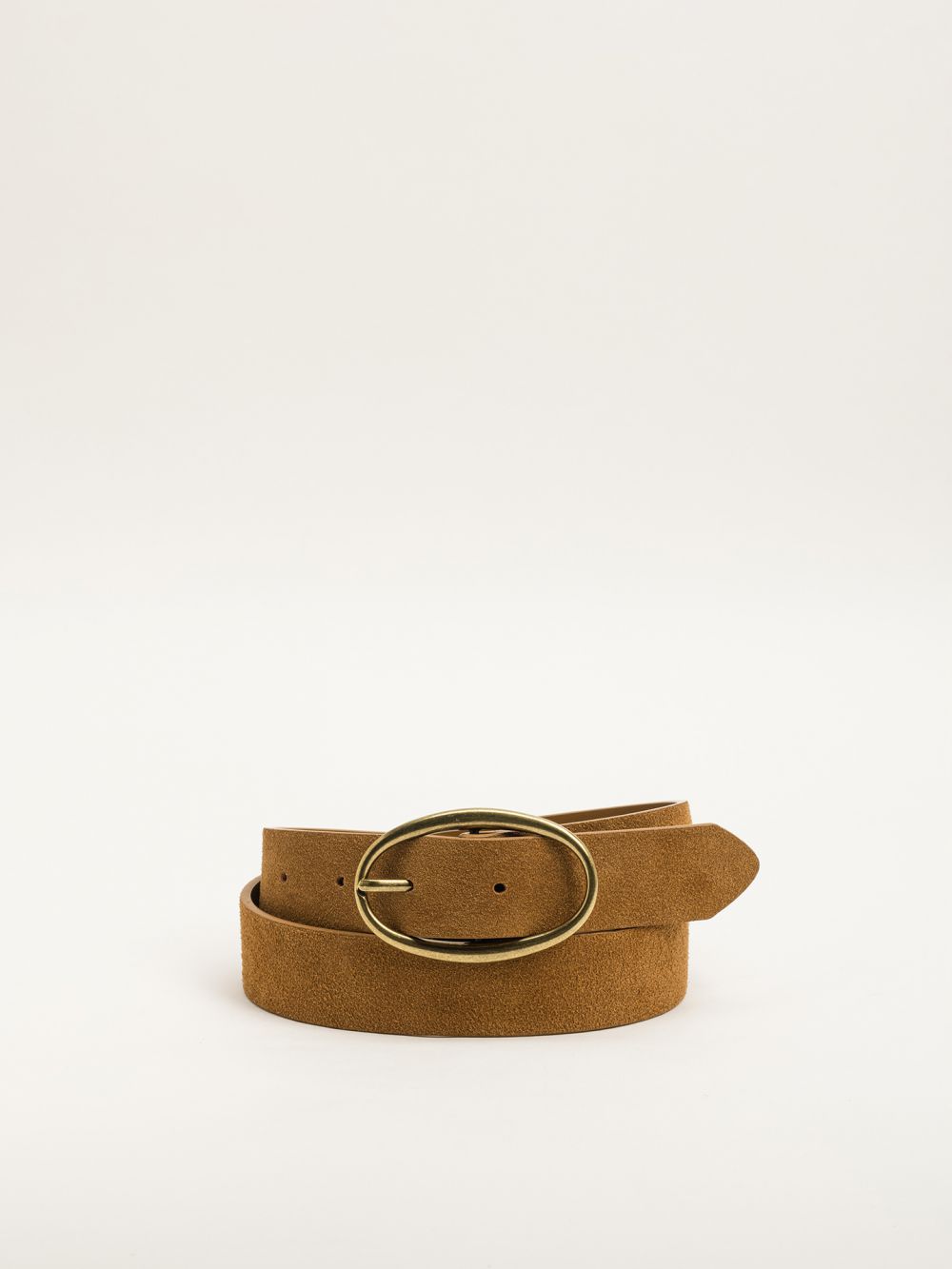 חגורת עור עם אבזם אליפסה