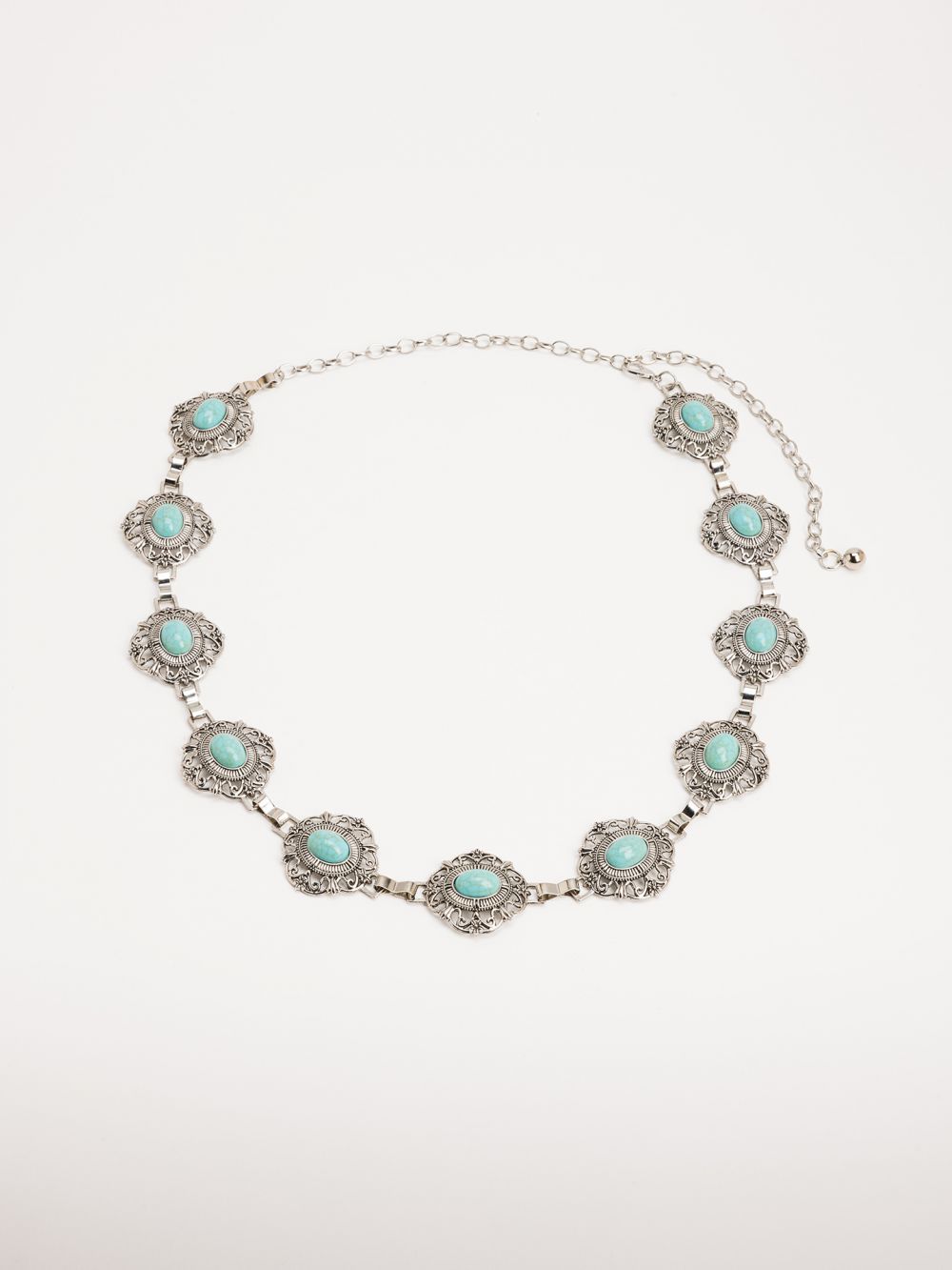 חגורת שרשרת מטאל מעוטרת עם אבנים