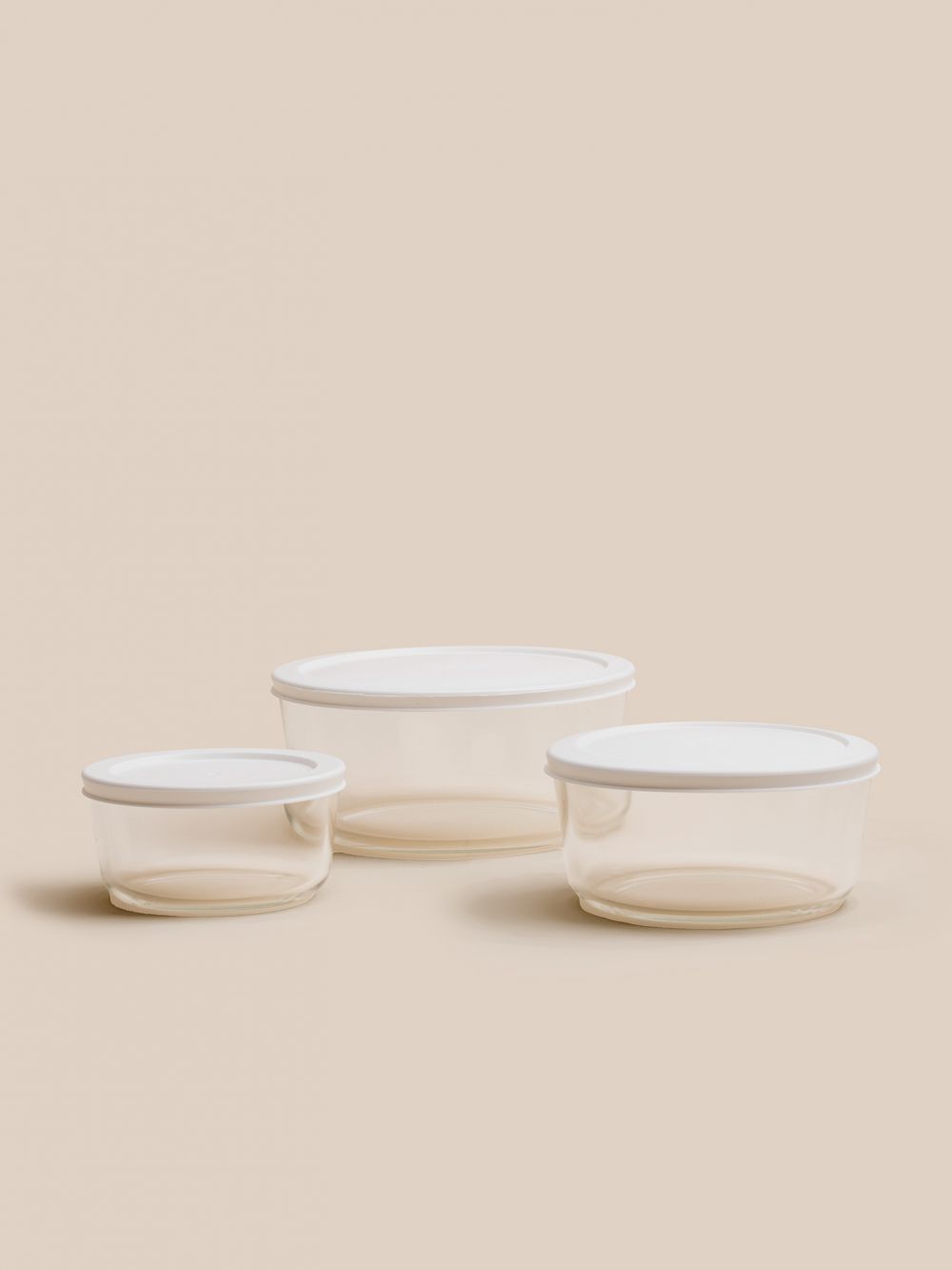 סט 3 קופסאות זכוכית עגולות