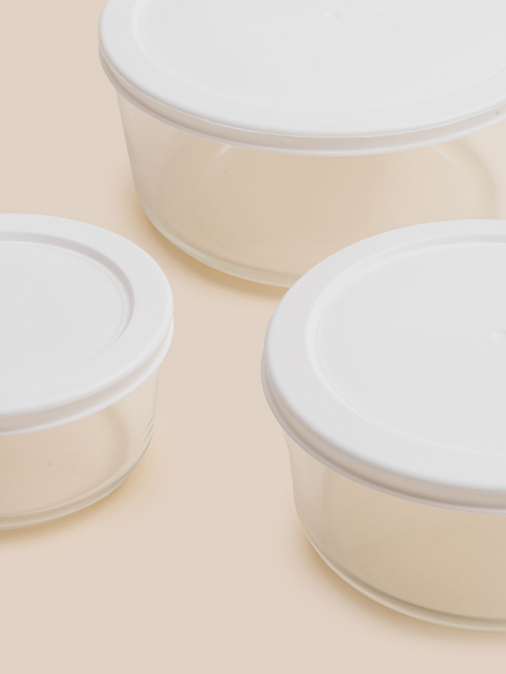 סט 3 קופסאות זכוכית עגולות