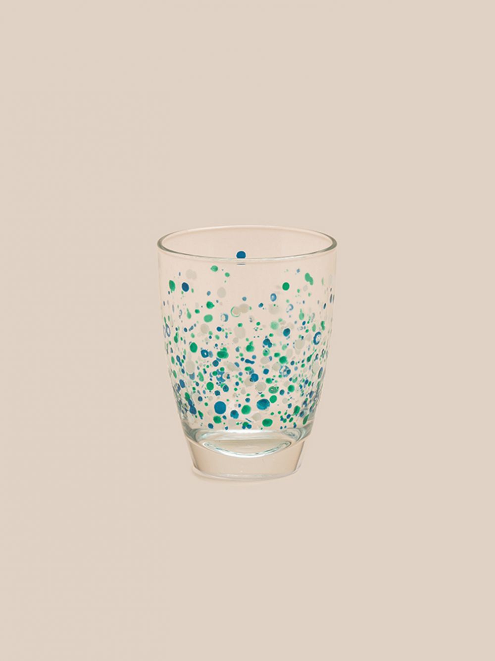 כוס שתיה קרה מזכוכית עם הדפס נקודות